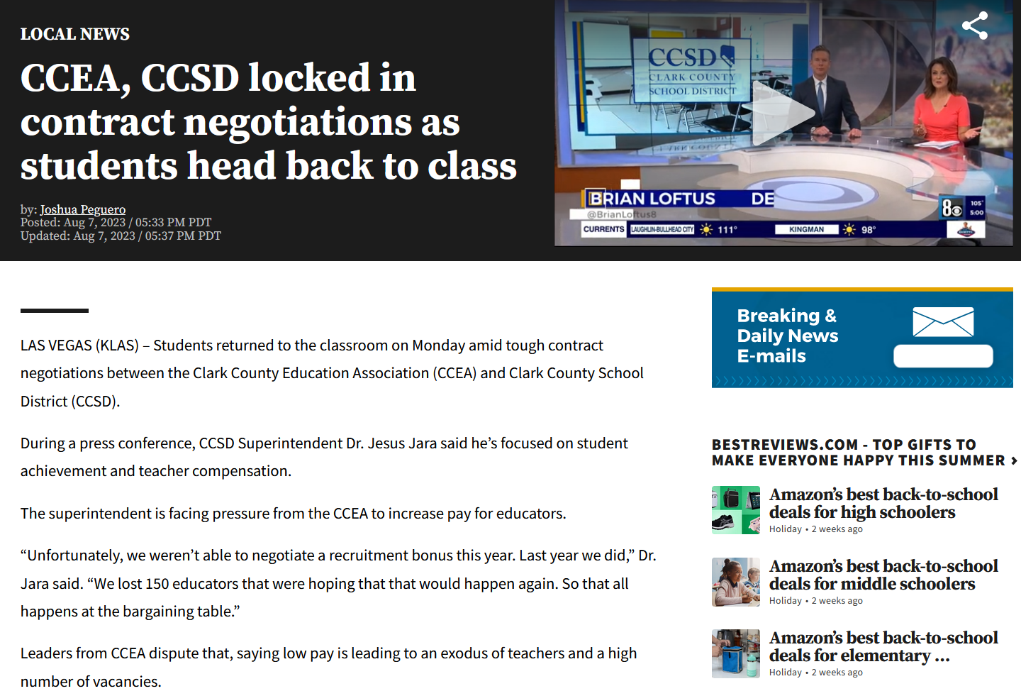 CCEA, CCSD locked in contract negotiations as students head back to